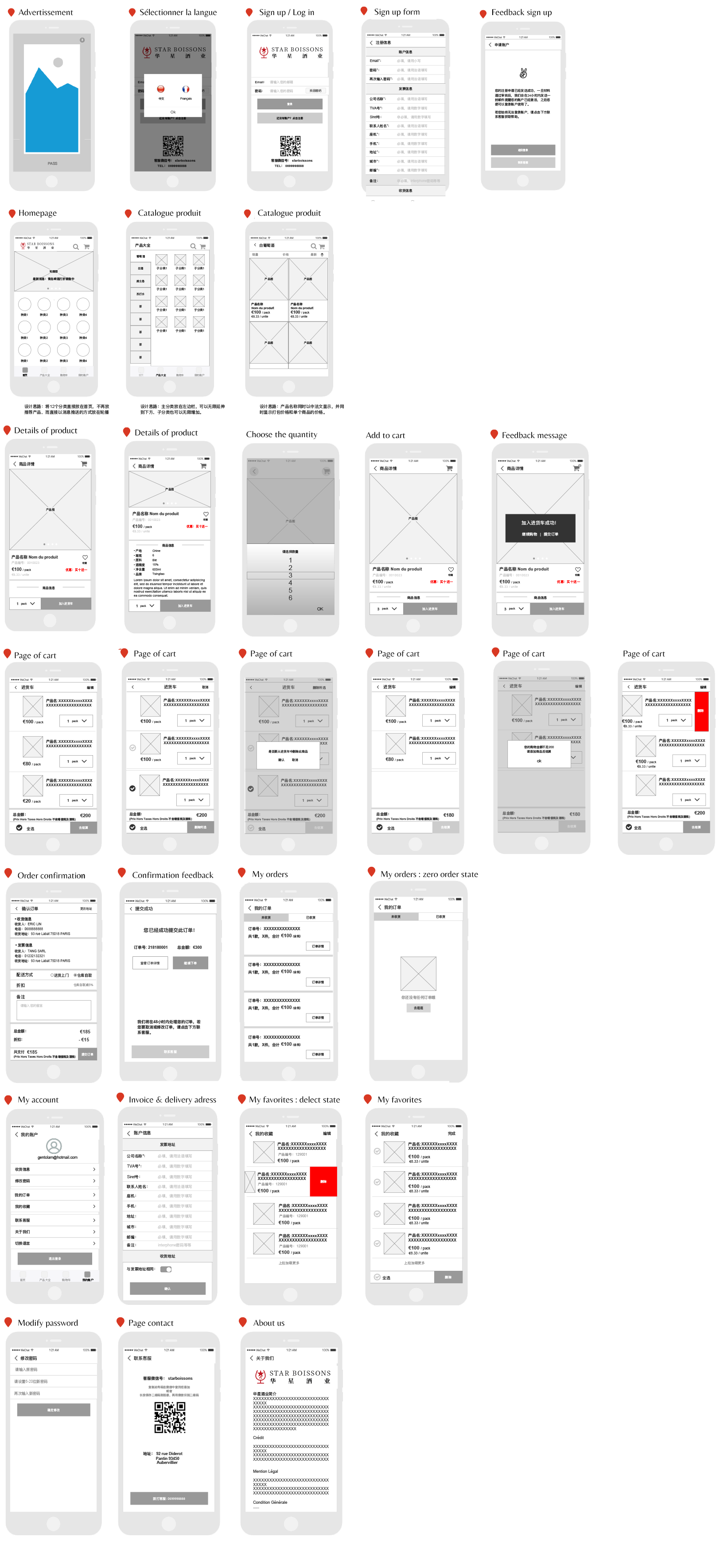 wireframes of starboisson